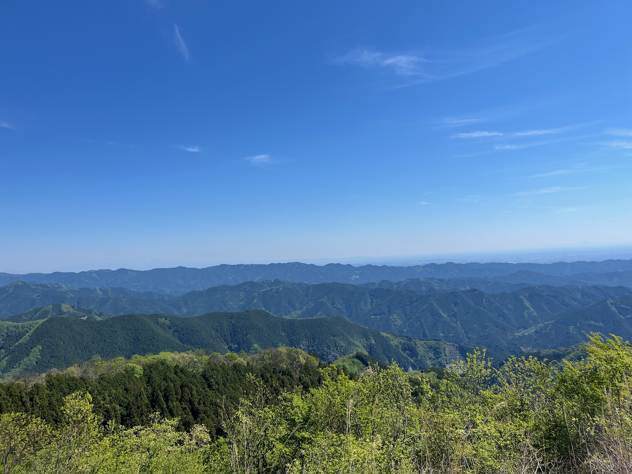 棒ノ嶺山頂からの奥武蔵の山並み