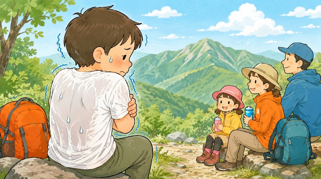 登山中の汗冷えイラスト