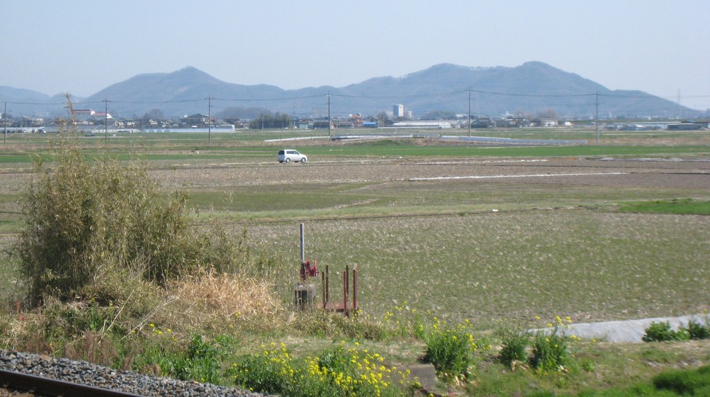 田園ごしに見える三毳山のなだらかな山並み