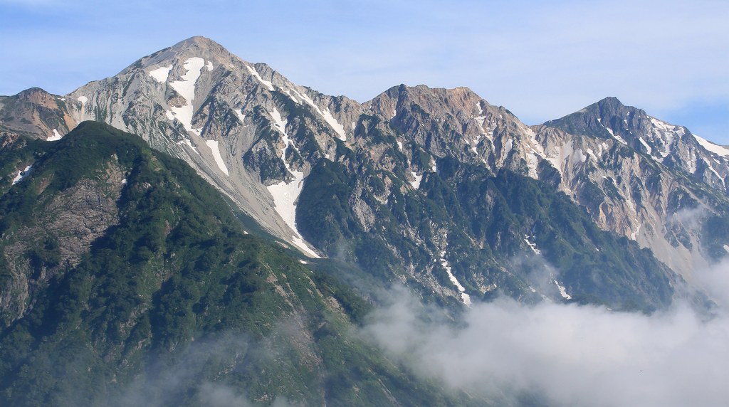 八方尾根から見た夏の白馬三山