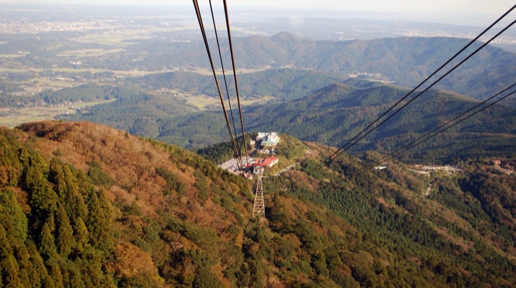 筑波山ロープウェイから見下ろした秋の山並み
