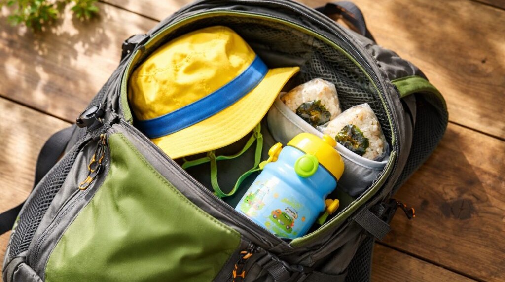 持ち物を入れた登山用ザックの中身